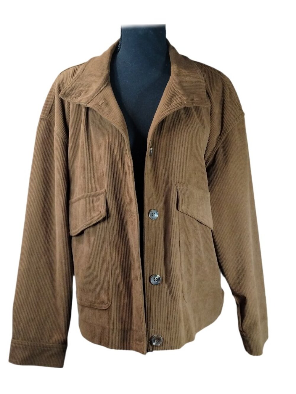 Share Avec Les Filles Corduroy Jacket Brown Button Front Pockets Collared XL